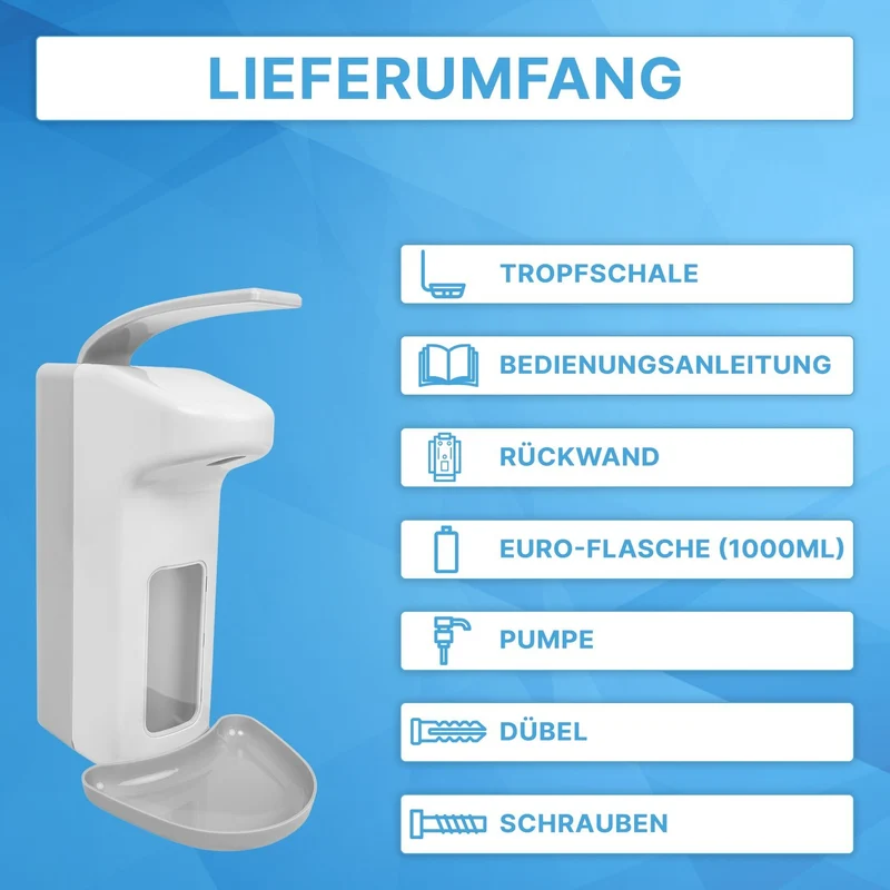 ARNOMED DISPENSER ABS Manueller Seifen- und Desinfektionsmittelspender aus ABS-Kunststoff