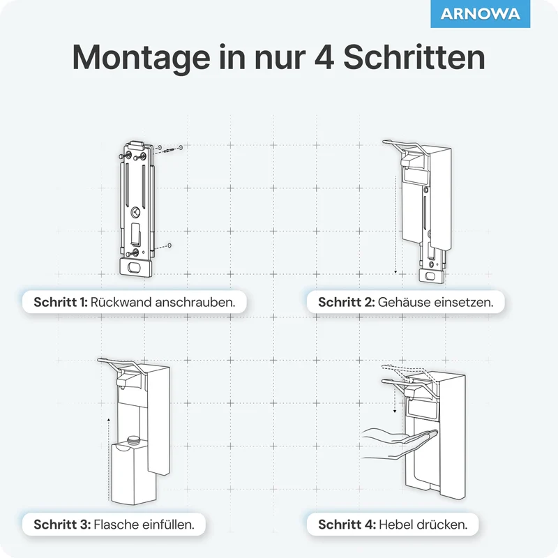 ARNOMED DISPENSER Manueller Seifen- und Desinfektionsmittelspender aus Aluminium