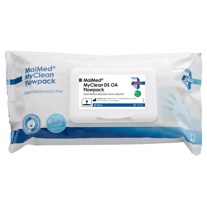 MaiMed MyClean DS OA Flowpack, 80 Blatt 20x20 cm, getränkte Tücher | Packung (80 Stück)