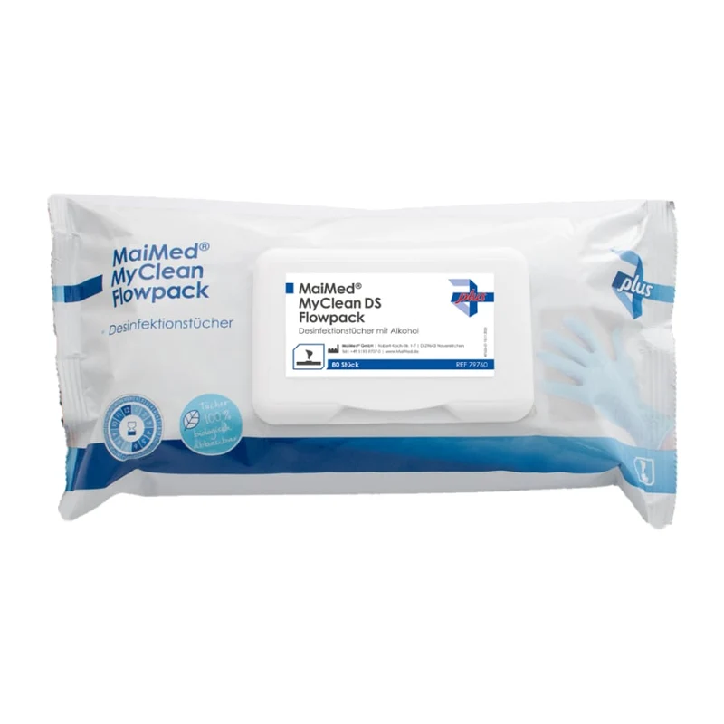 MaiMed MyClean DS Flowpack, 80 Blatt 20x20 cm, getränkte Tücher | Packung (80 Stück)