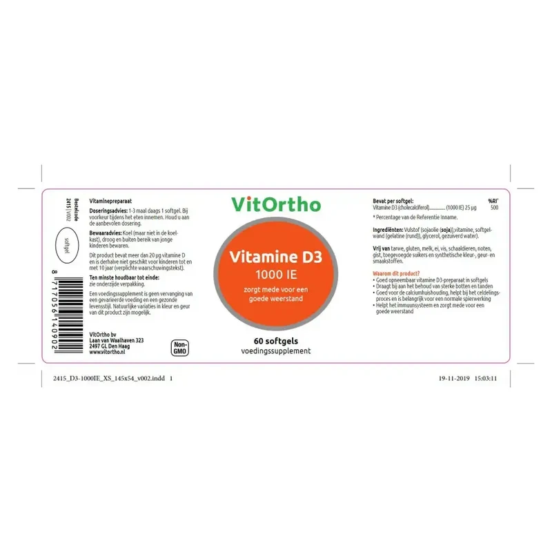 VitOrtho Vitamine D3 25 mcg