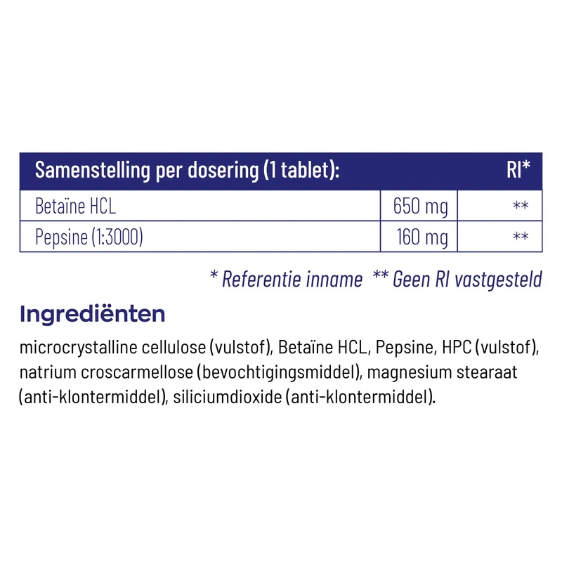 Vitakruid Betaine HCL 650 mg & pepsine 160 mg