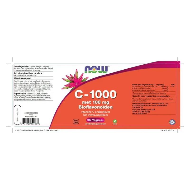 NOW Vitamine C 1000 mg bioflavonoiden