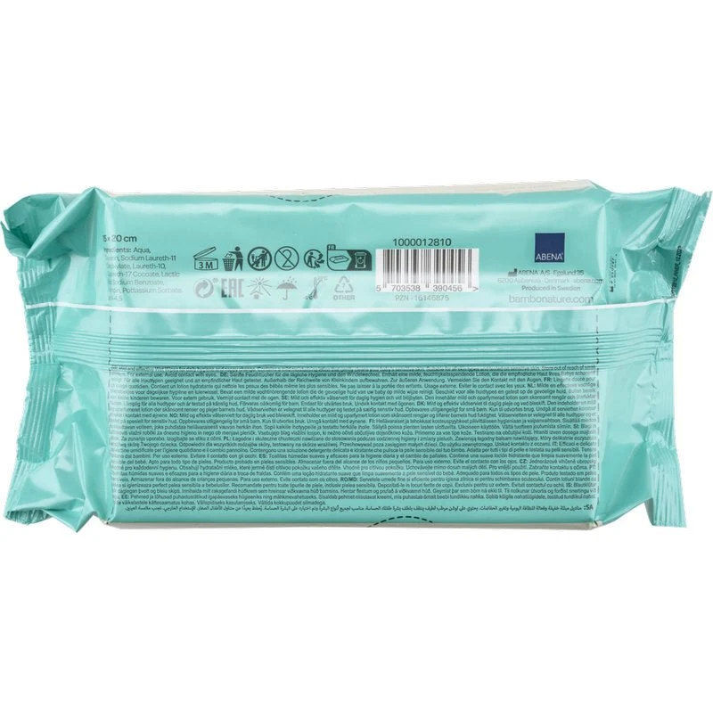 Bambo Nature, Feuchtpflegetücher m. Klebeverschluss, 15x20cm | Packung (80 Stück)