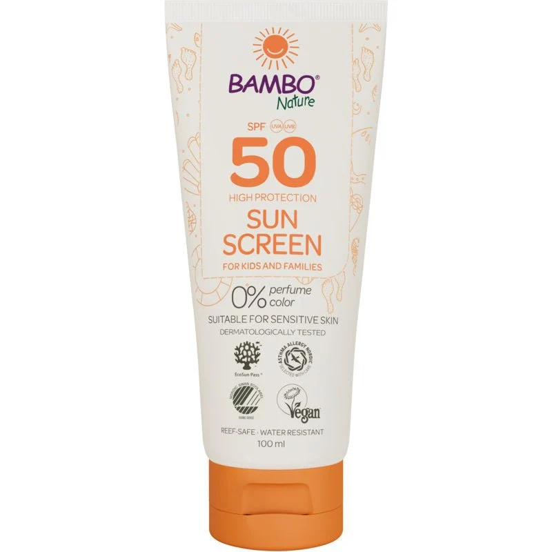 Bambo Nature, Sonnencreme, 100ml, LSF50, Farb- u. Parfümfrei | Karton (6 Packungen)