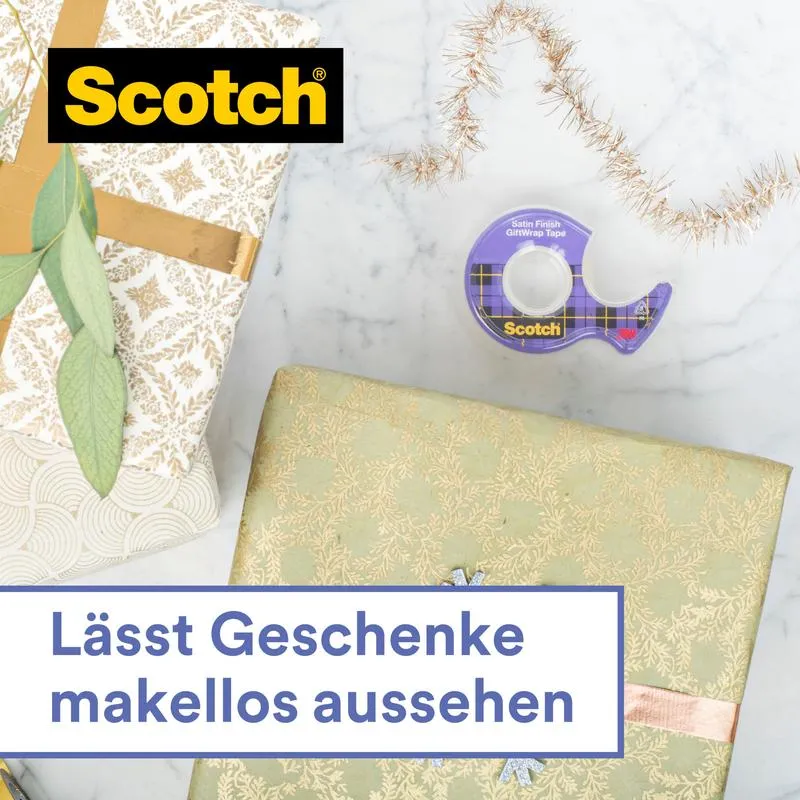 Scotch® Geschenk-Satinklebeband, Nachfüllpackung, 1 Rolle, 19 mm x 25 m | Packung (1 Rolle)