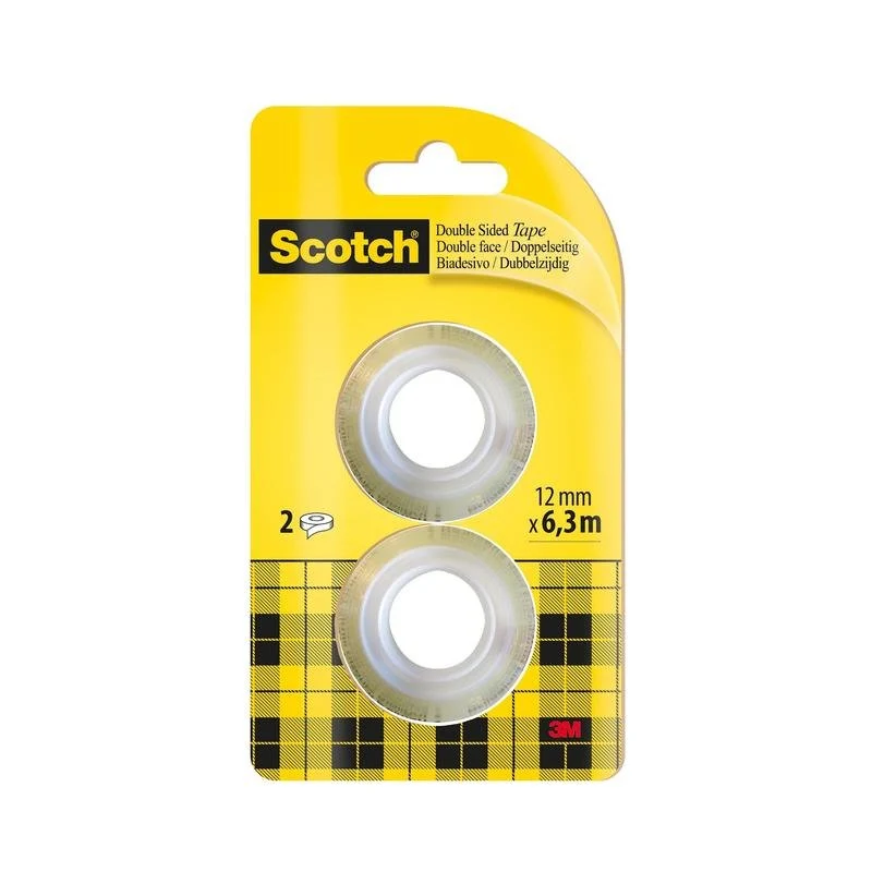 Scotch® doppelseitiges Klebeband, Nachfüllpackung, 2 Rollen, 12 mm x 6,3 m | Packung (1 Stück)