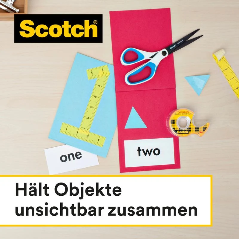 Scotch® doppelseitiges Klebeband, Nachfüllpackung, 2 Rollen, 12 mm x 6,3 m | Packung (1 Stück)