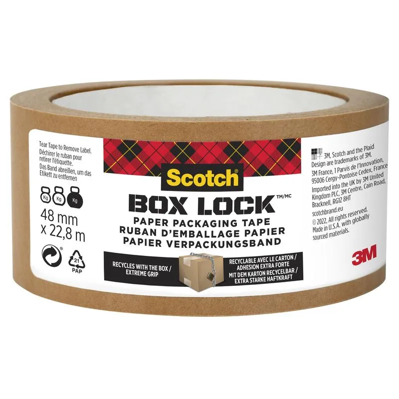 Scotch® Box Lock™ Papier-Verpackungsband, 48 mm x 22,8 m, 1 Rolle/Packung | Packung (1 Rolle)