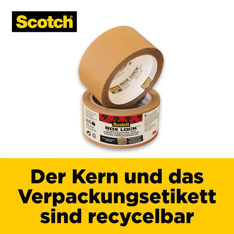 Scotch® Box Lock™ Papier-Verpackungsband, 48 mm x 22,8 m, 1 Rolle/Packung | Packung (1 Rolle)