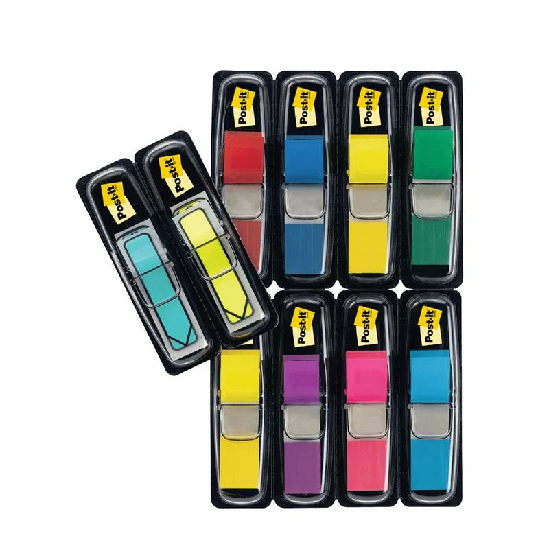 Post-it® Index Haftstreifen, Mini, Verschiedene Farben, 11.9 mm x 43.2 mm, Promotion + Post-it® Index Pfeile, Blau und Gelb, 11.9 mm x 43.2 mm, 8 Spender + 4 Gratis/Packung | Packung (1 Stück)
