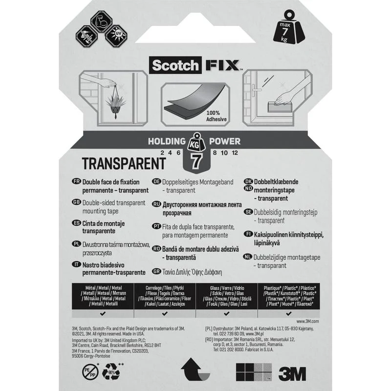 Scotch-FIX™ Transparentes doppelseitiges Montageband 4910C