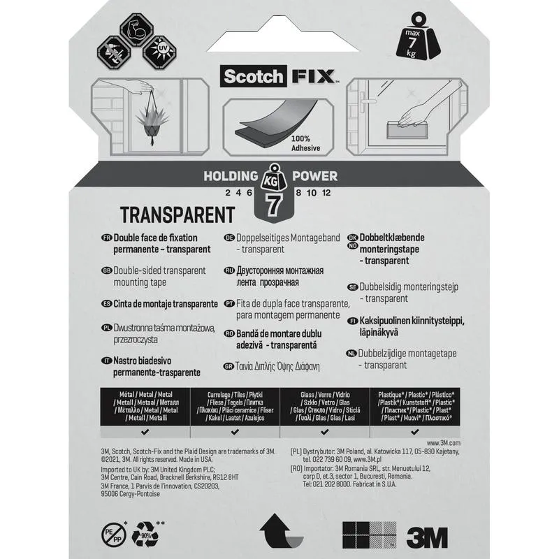 Scotch-FIX™ Transparentes doppelseitiges Montageband 4910C