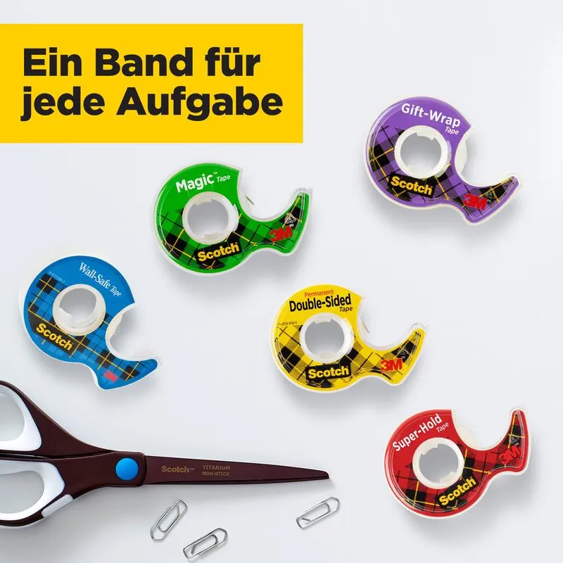 Scotch® Magic™ Unsichtbares Klebeband, 3 Rollen, 19 mm x 25 m + 1 Handabroller GRATIS | Packung (1 Stück)