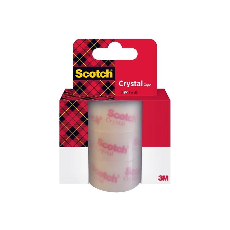 Scotch® Crystal Klebeband 6-1925R3, Nachfüllpackung, 19 mm x 25 m, 3 Rollen/Packung | Packung (1 Stück)
