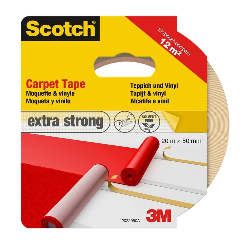 Scotch® Teppichklebeband, 42022050, weiß, 50 mm x 20 m, 1 Rolle Teppichklebeband | Packung (1 Rolle)