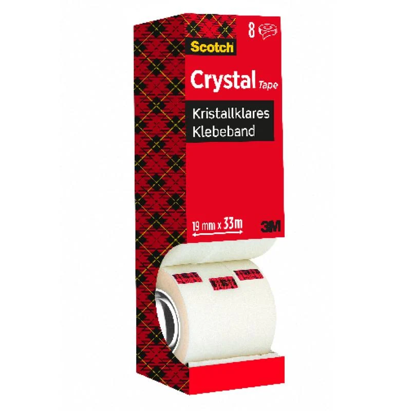Scotch® Crystal Klebeband, transparent, Vorteilspack, 8 Rollen, 19 mm x 33 m | Packung (1 Stück)