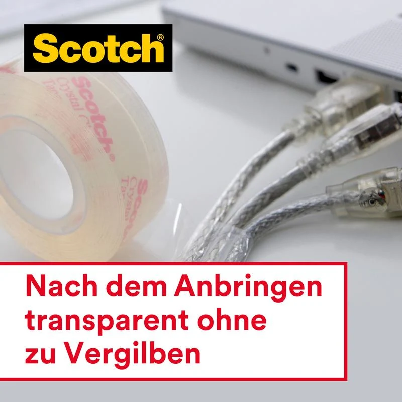 Scotch® Crystal Klebeband, transparent, Vorteilspack, 8 Rollen, 19 mm x 33 m | Packung (1 Stück)