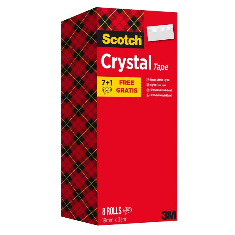 Scotch® Crystal Klebeband, transparent, Vorteilspack, 8 Rollen, 19 mm x 33 m | Packung (1 Stück)