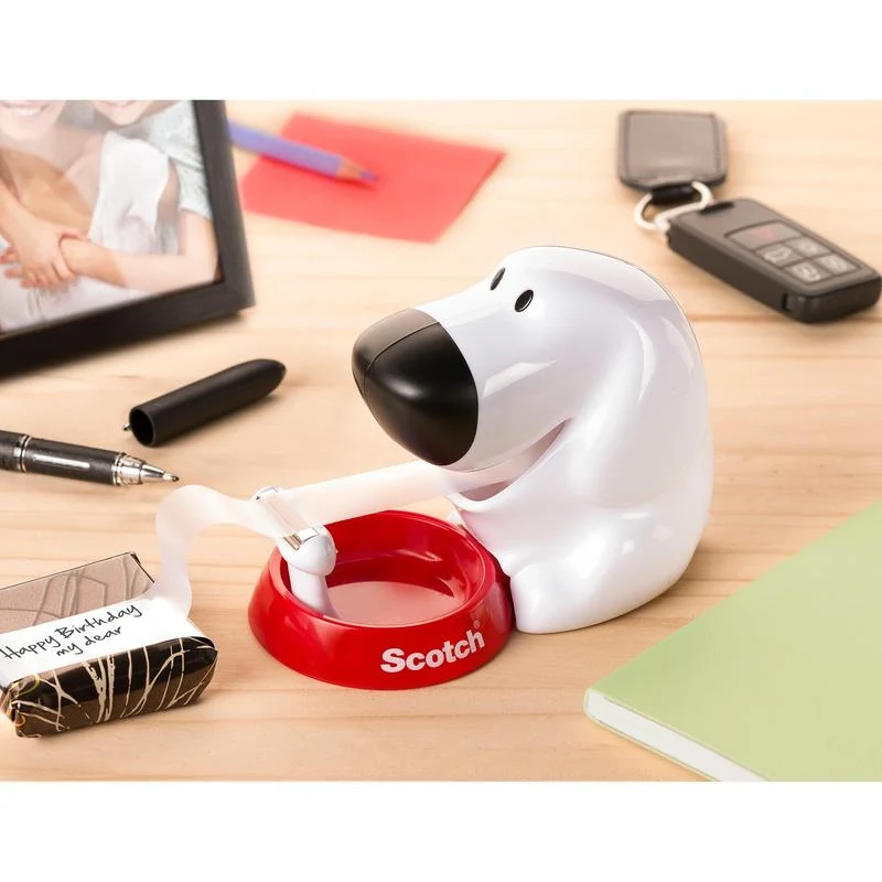 Scotch™ Tischabroller im Hunde Design C31 + Scotch® Magic™ unsichtbares Klebeband, 19 mm x 8,89 m, 1 Rolle/Packung | Packung (1 Stück)
