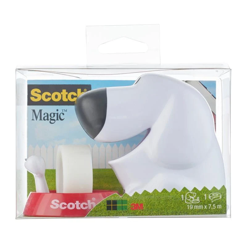 Scotch™ Tischabroller im Hunde Design C31 + Scotch® Magic™ unsichtbares Klebeband, 19 mm x 8,89 m, 1 Rolle/Packung | Packung (1 Stück)