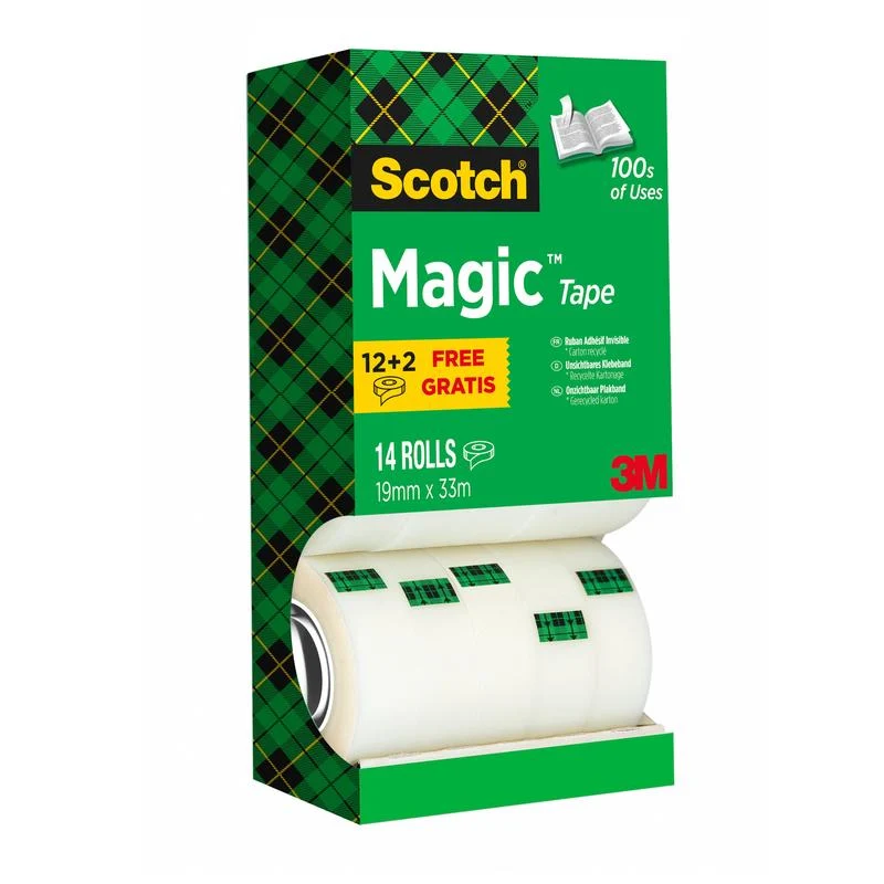 Scotch® Magic™ Unsichtbares Klebeband, Vorteilspack 14 Rollen, 19 mm x 33 m | Packung (1 Stück)