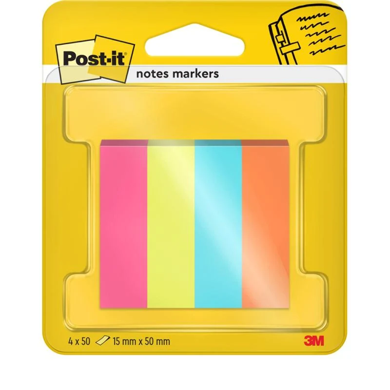 Post-it® Page Marker, Poptimistic Collection, 15 mm x 50 mm, 50 Blatt/Block, 4 Blöcke/Packung, 100% PEFC, SGSCH-PEFC-COC-110078 | Packung (1 Stück)