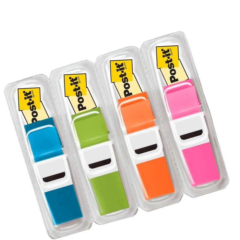 Post-it® Index Haftstreifen, Mini, Transluzente Farben, 11.9 mm x 43.2 mm, Promotion, 35 Haftstreifen/Spender, 3 Spender + 1 Gratis/Packung | 1 Stück