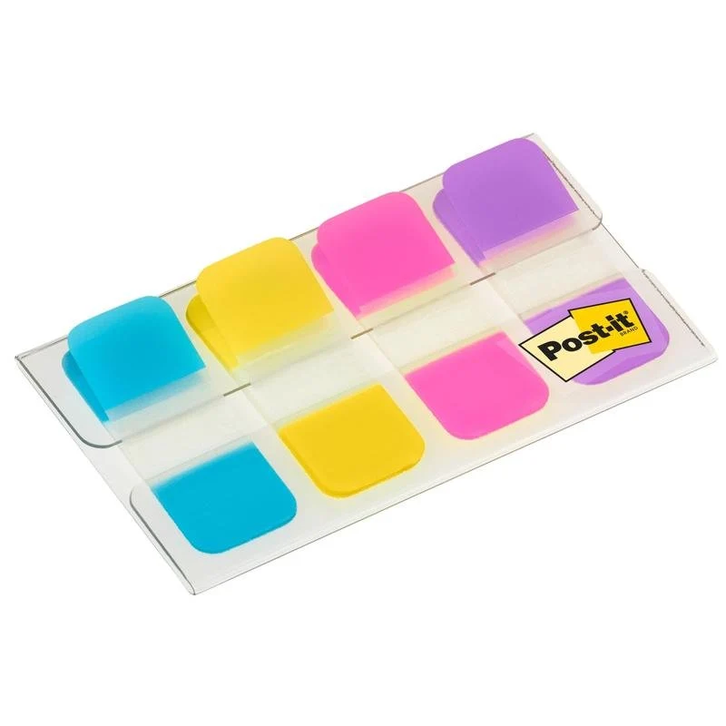 Post-it® Index Strong Ablagetabs, Mini, Blau, Violett, Rosa und Gelb, 15.8 mm x 38.1 mm, 40 Haftstreifen/Spender, 1 Spender/Packung | 1 Stück