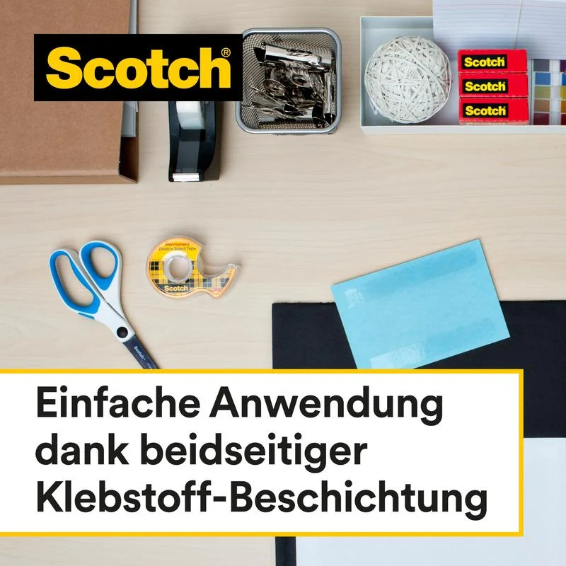 Scotch® doppelseitiges Klebeband, 12,7 mm x 7,89 m, 25 % extra KOSTENLOS mit Handabroller | 1 Rolle