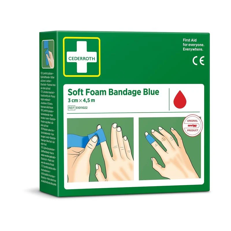 Cederroth soft foam binde blau 3x450cm | Packung (1 Stück)