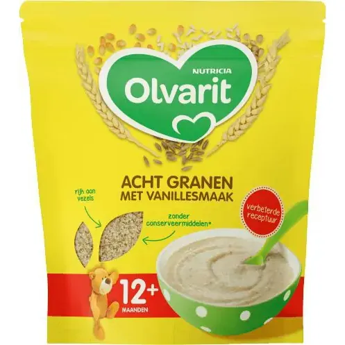 Olvarit Ontbijtpap 8 granen vanille 12+ maanden 250 gram