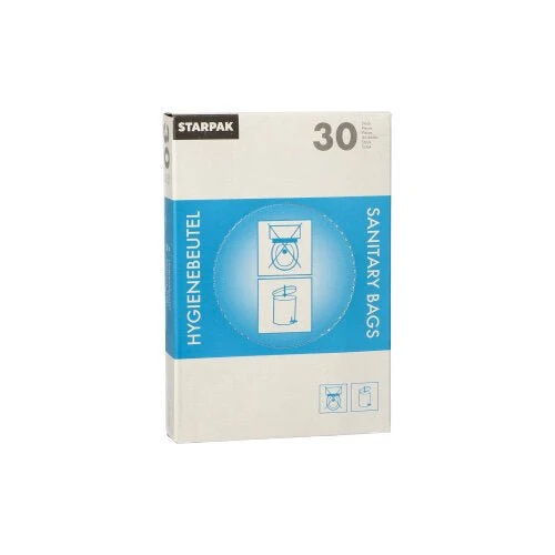 Starpak 30 Hygienebeutel 28,5 cm x 8 cm x 7 cm weiss im Spenderkarton | Spenderkarton (30 Stück)