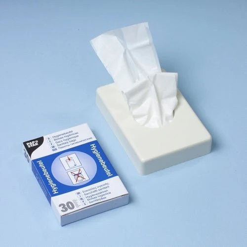Starpak 30 Hygienebeutel 28,5 cm x 8 cm x 7 cm weiss im Spenderkarton | Spenderkarton (30 Stück)