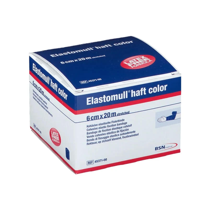 Elastomull haft color, kohäsive elastische Fixierbinde, 20 m gedehnt, 10 cm, blau