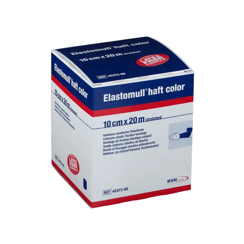 Elastomull haft color, kohäsive elastische Fixierbinde, 20 m gedehnt, 10 cm, blau