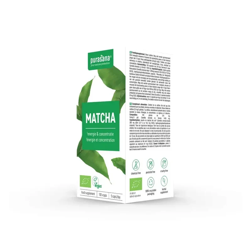 Purasana Matcha 280 mg biologisch 100 vcaps