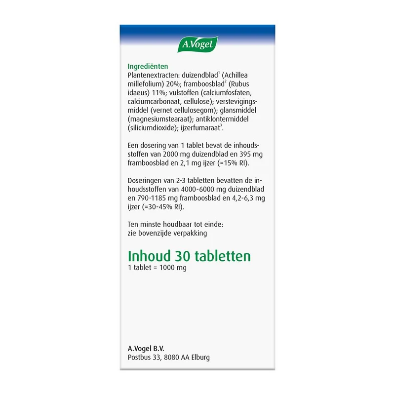 A Vogel menstruatie 30 tabletten