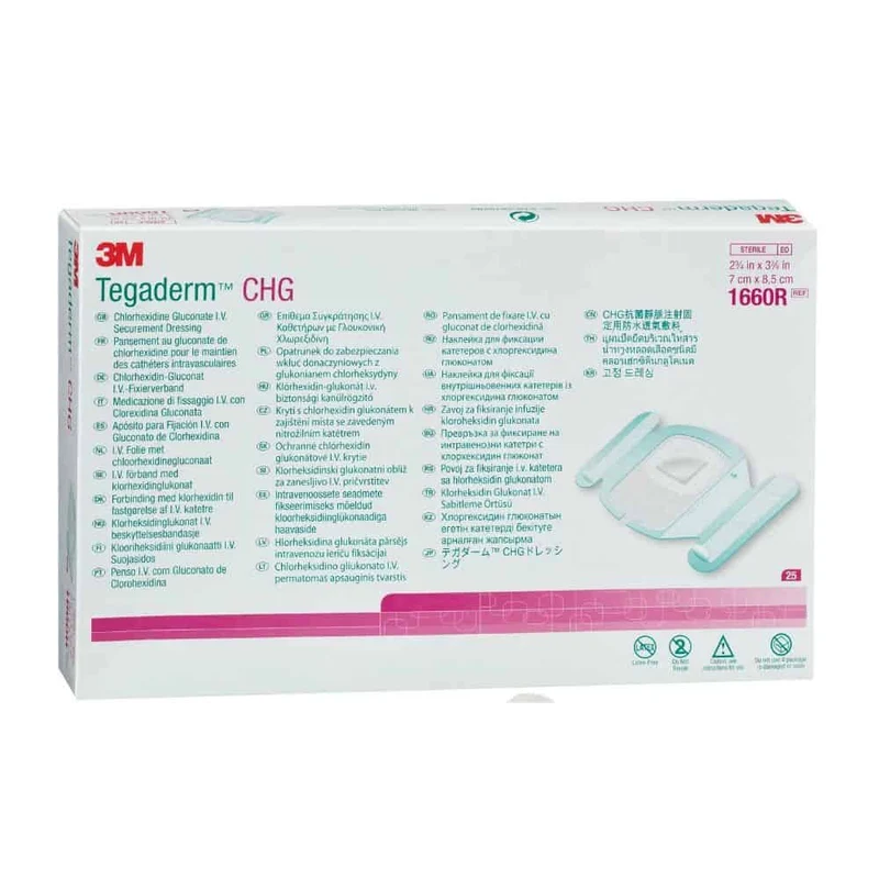 3M Tegaderm CHG Chlorhexidingluconat I.V. Fixierverband - 7 x 8,5 cm