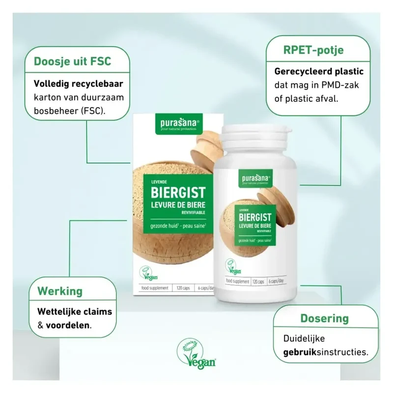 Purasana Levende biergist 120 capsules