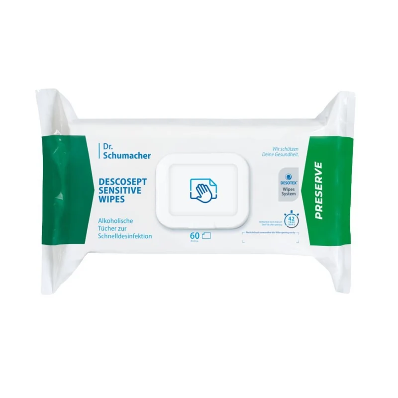 Dr. Schumacher Descosept Sensitive Wipes Desinfektionstücher | Packung (60 Tücher)