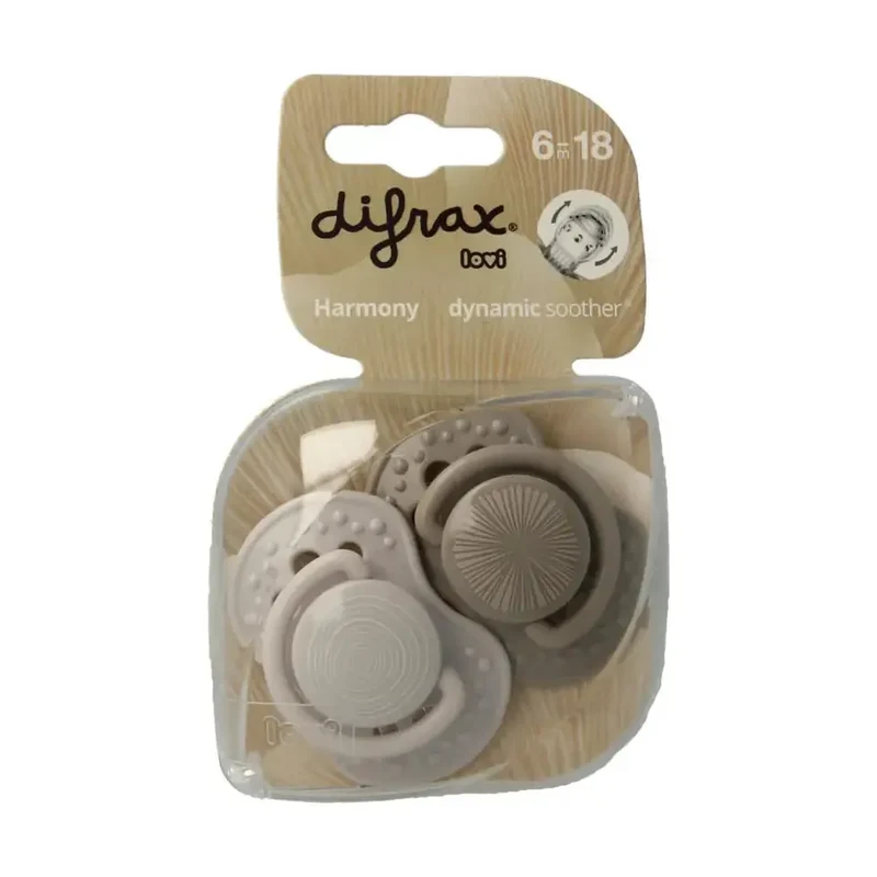 Difrax Fopspeen 6-18 mdn harmony light grey 2 stuks