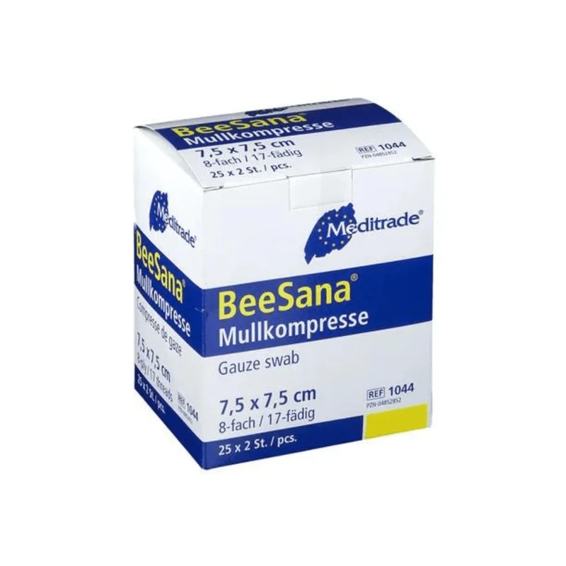 Meditrade BeeSana® Mullkompresse, einfach steril, 8-fach