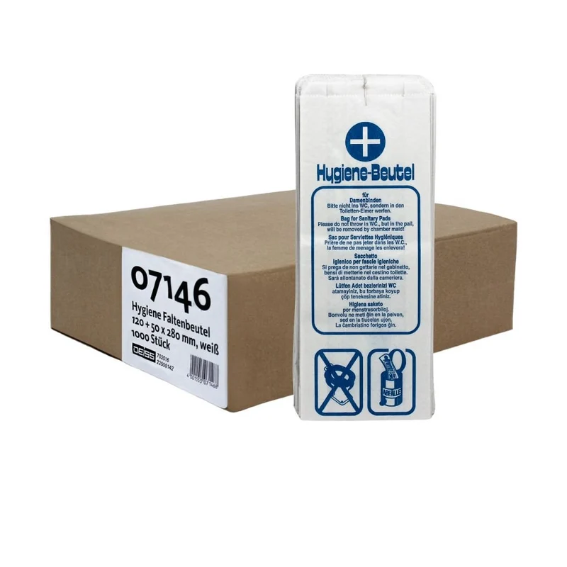DEISS Hygienebeutel 07146, weiß mit blauem Aufdruck