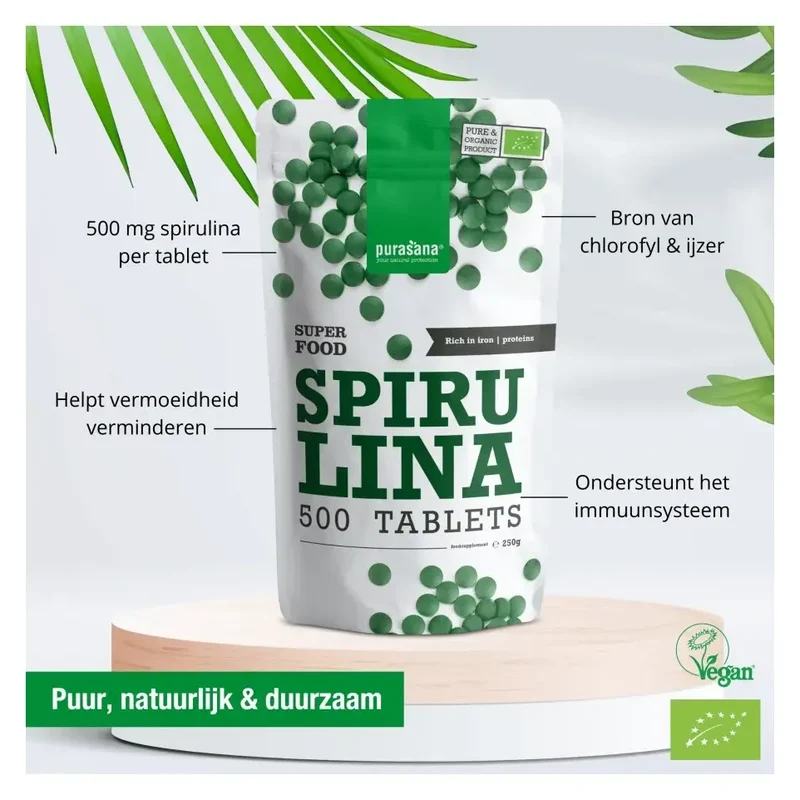 Purasana Bio spirulina 500 mg 500 tabletten
