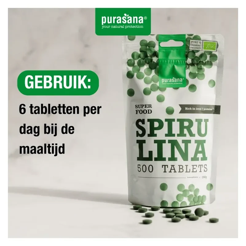 Purasana Bio spirulina 500 mg 500 tabletten