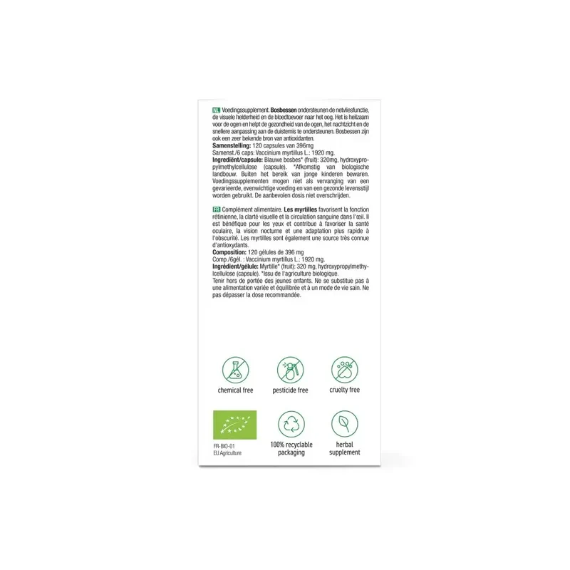 Purasana Blauwe Bosbes bio 120 vcaps