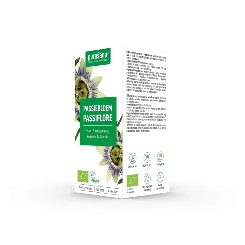 Purasana Passiebloem bio 125 mg 120 vcaps