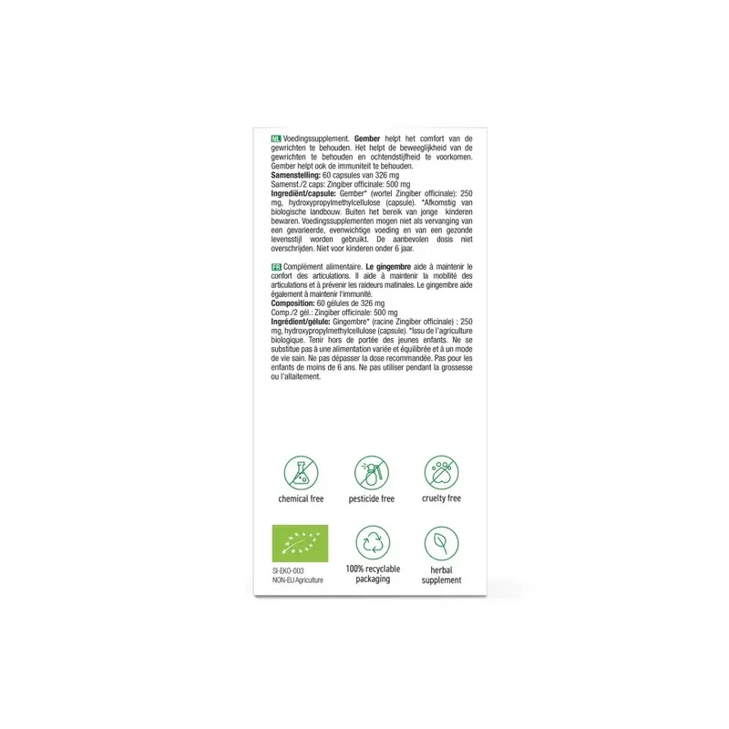 Purasana Gember bio 250 mg 60 vcaps