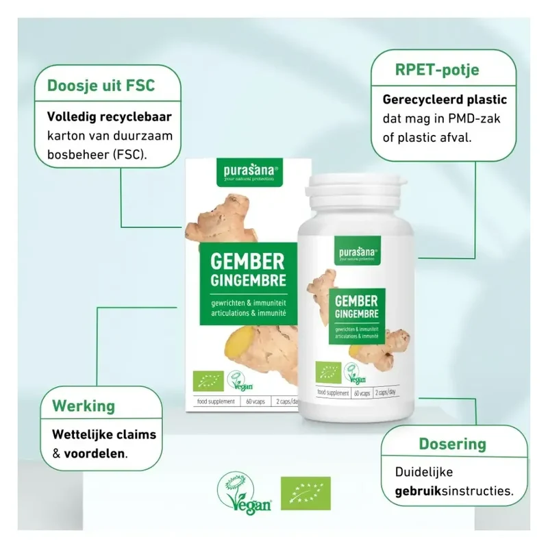 Purasana Gember bio 250 mg 60 vcaps